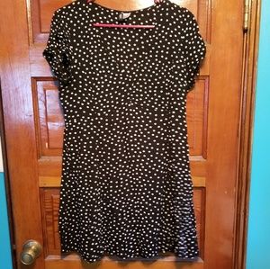 Black V neck polkadot mini dress